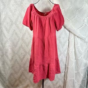 beachlunchlounge Coral Pink Gauze Mini Dress